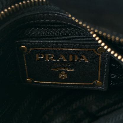 Prada Tessuto Nylon Soft Calfskin Shopping Satchel Black 6 of 11