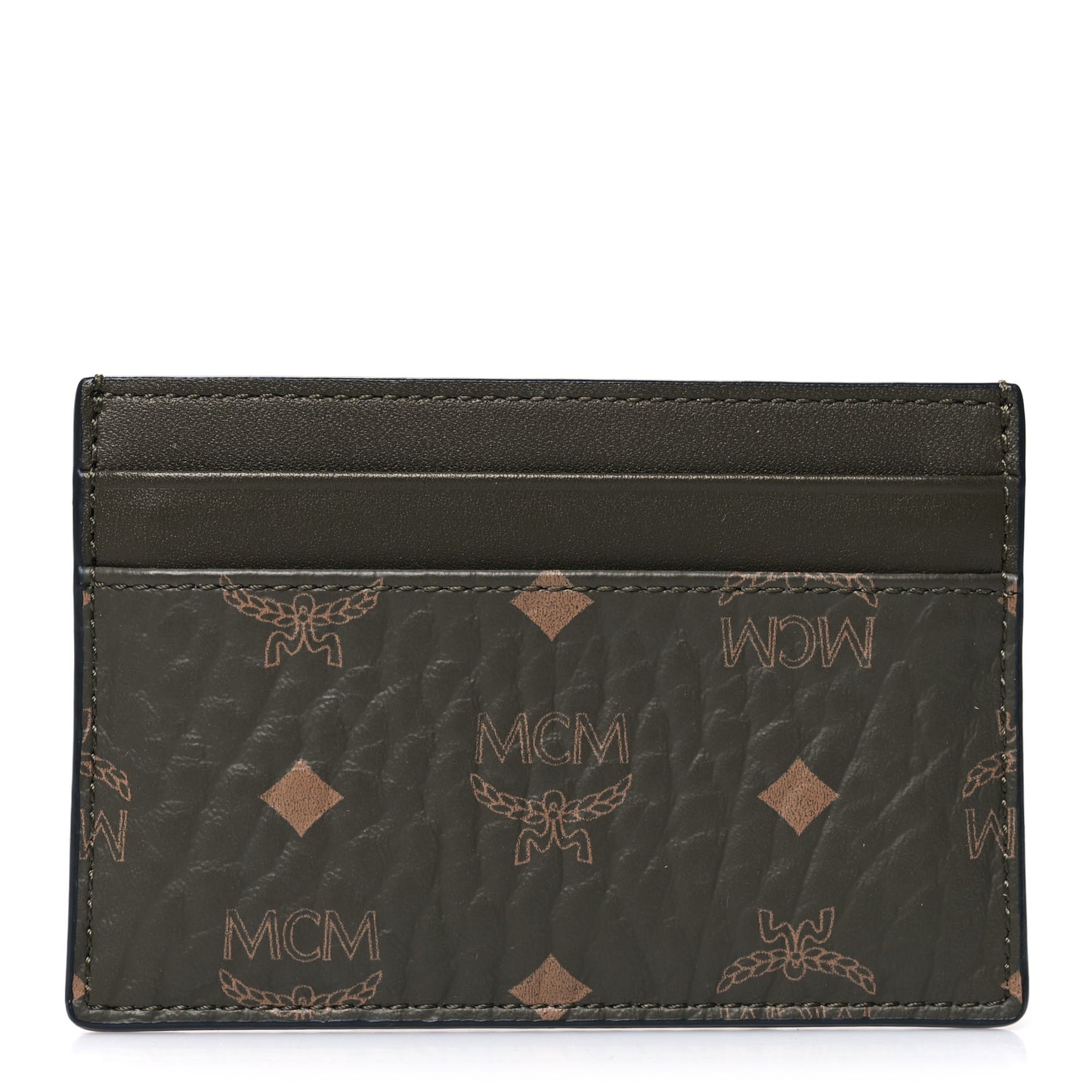 Calfskin Nylon Reflective Mini Card Case Green