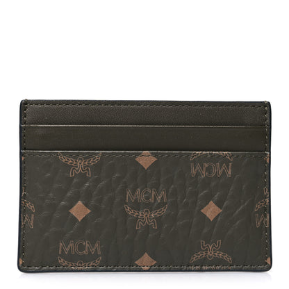 MCM Calfskin Nylon Reflective Mini Card Case Green 1 of 7