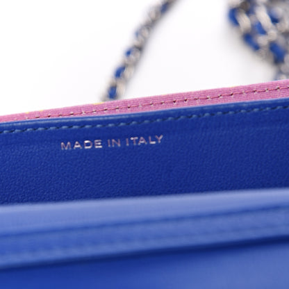 Chanel Lambskin Quilted Flap Card Holder On Chain Blue 6 of 10