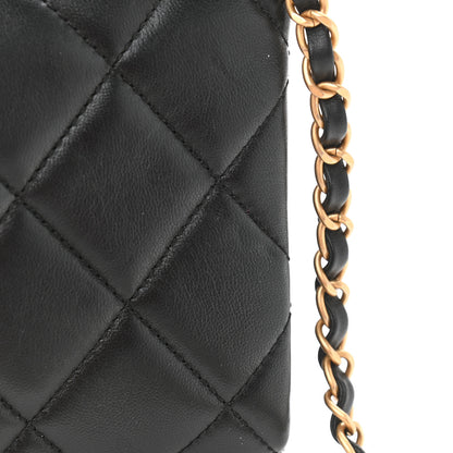 Chanel Lambskin Quilted Mini CC Crystal Logo Chain Flap Black 12 of 13
