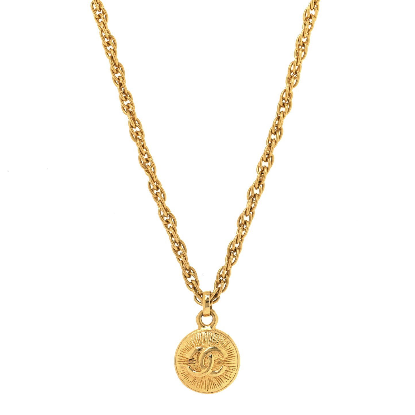 CC Medallion Choker Chain Necklace Gold