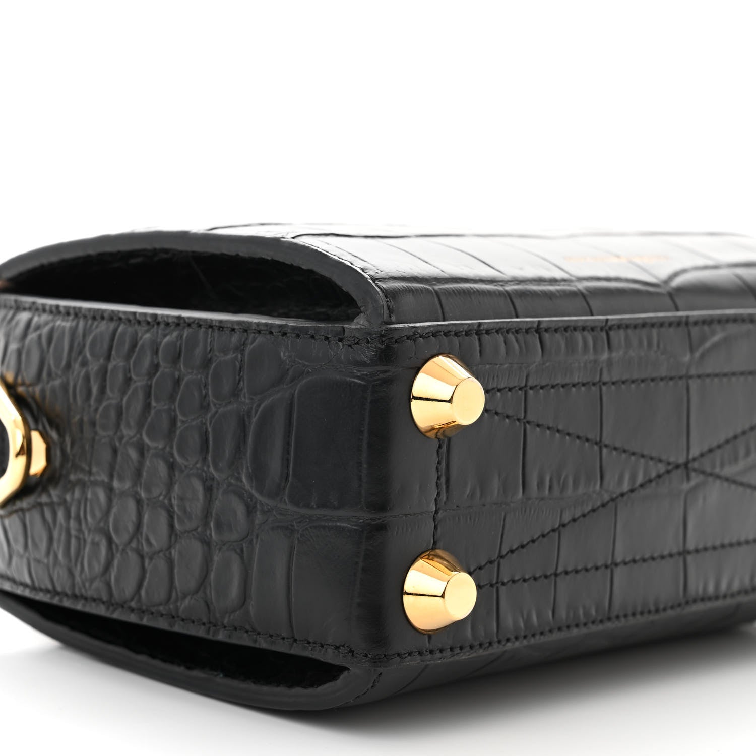 Alexander McQueen Calfskin Crocodile Embossed Box Shoulder Bag 19 Black 8 of 10