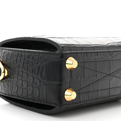 Alexander McQueen Calfskin Crocodile Embossed Box Shoulder Bag 19 Black 8 of 10
