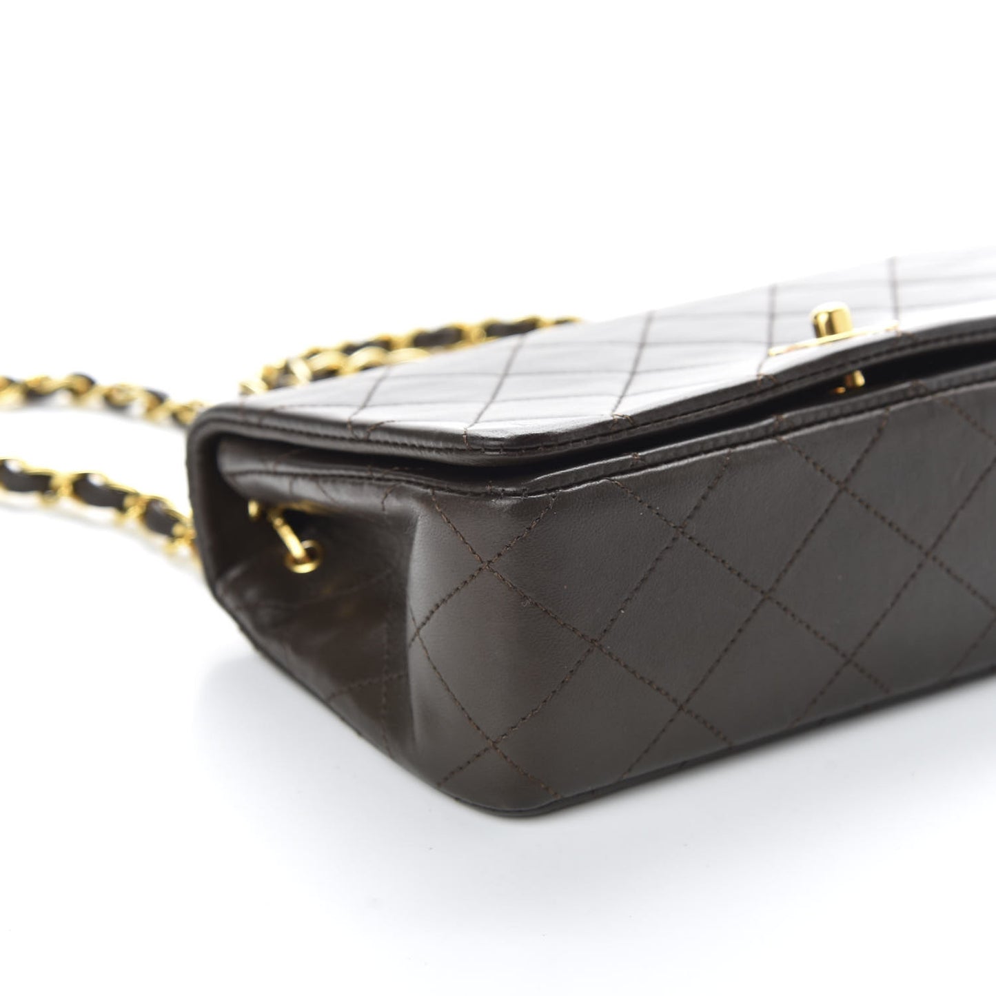 Lambskin Quilted Mini Flap Dark Brown