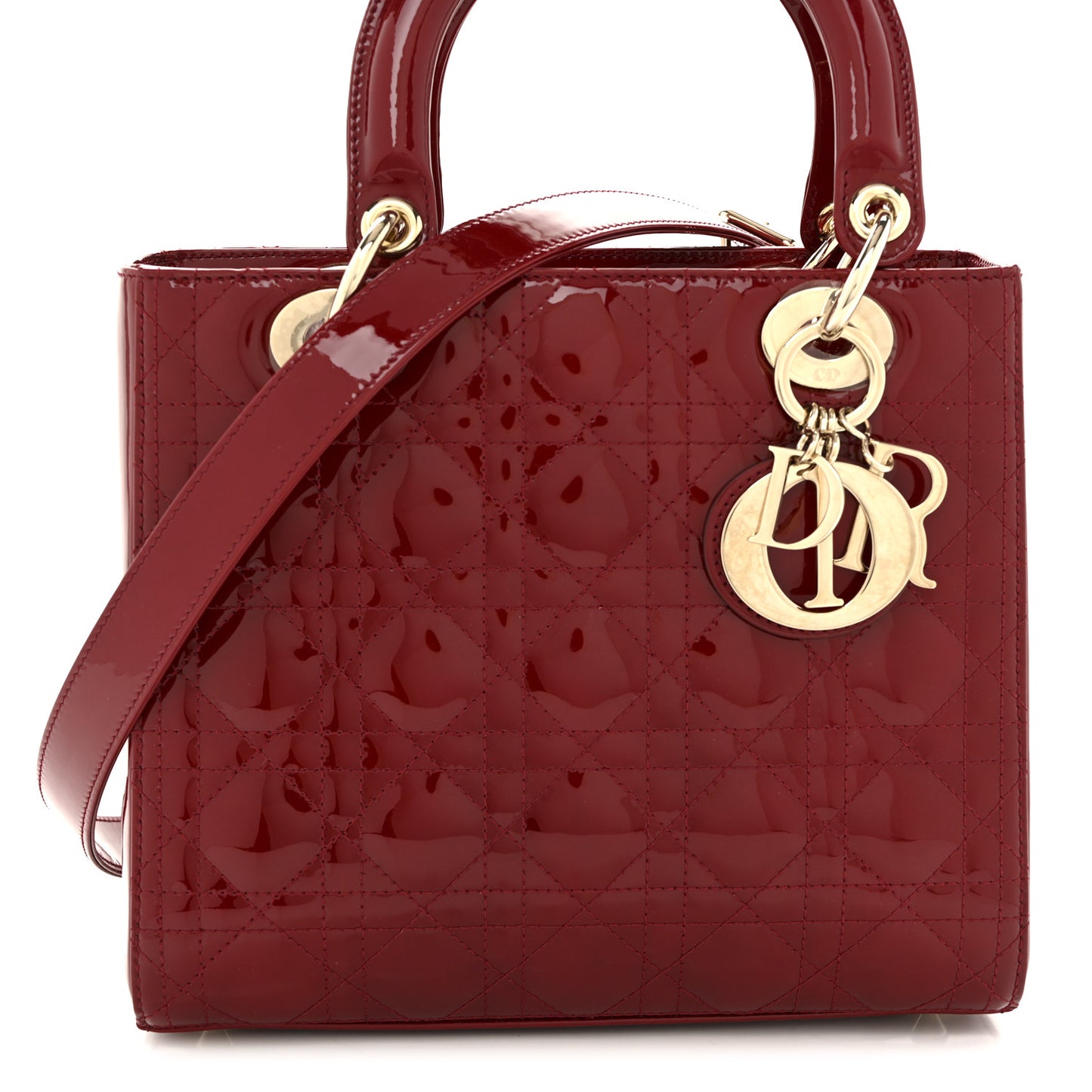 Patent Cannage Medium Lady Dior Red