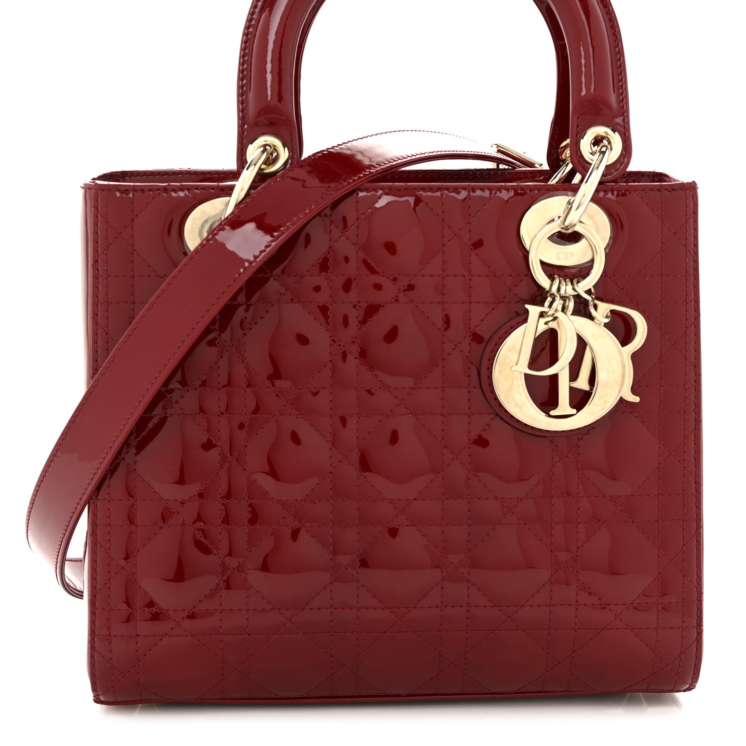 Christian Dior Patent Cannage Medium Lady Dior Red 8 of 11