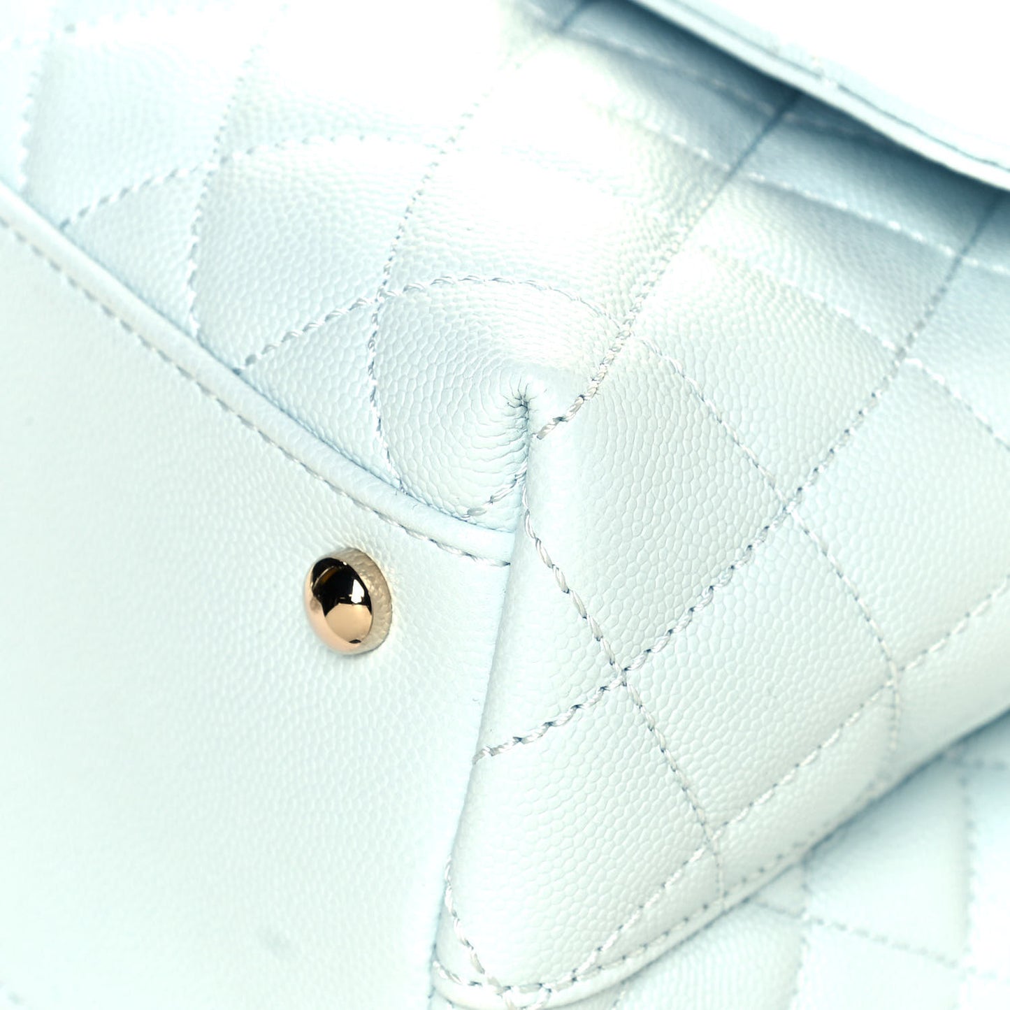 Caviar Quilted Small Coco Handle Flap Light Blue
