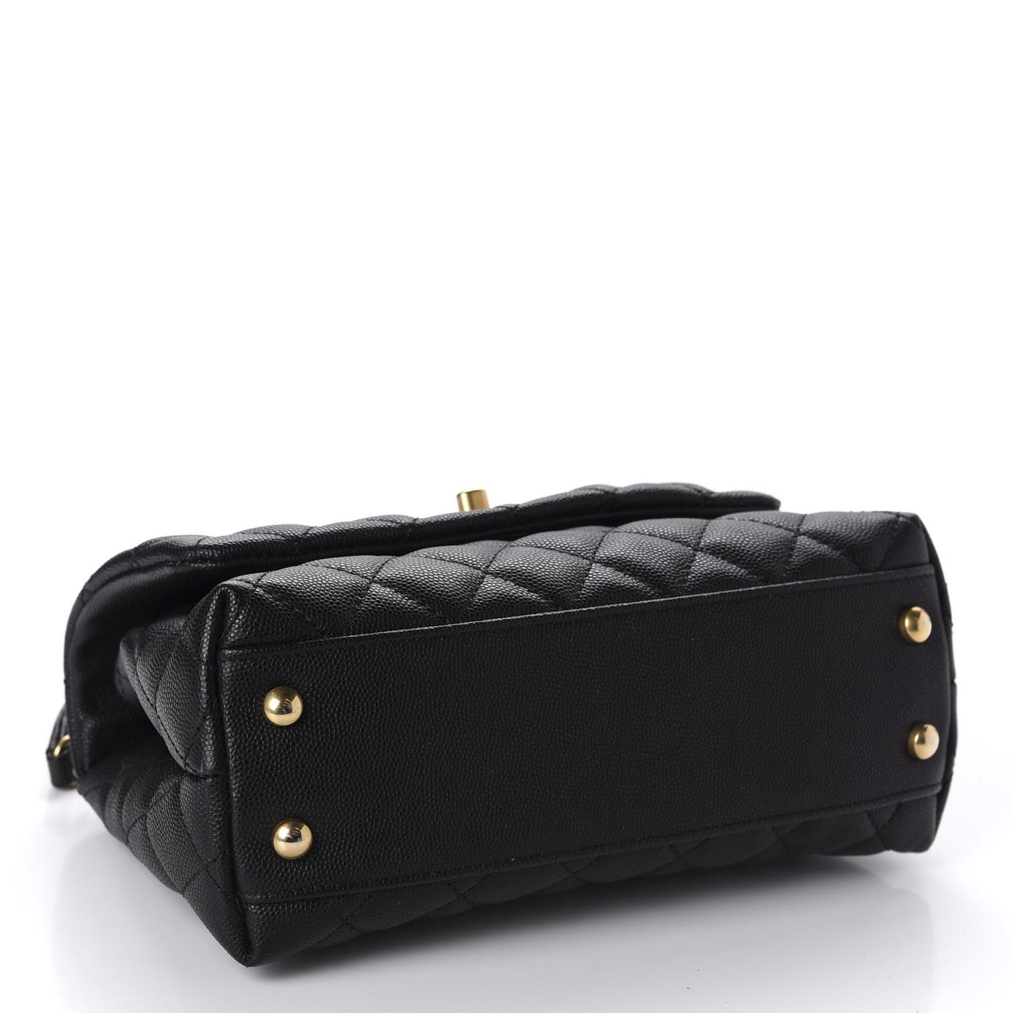 Caviar Lizard Embossed Quilted Mini Coco Handle Flap Black