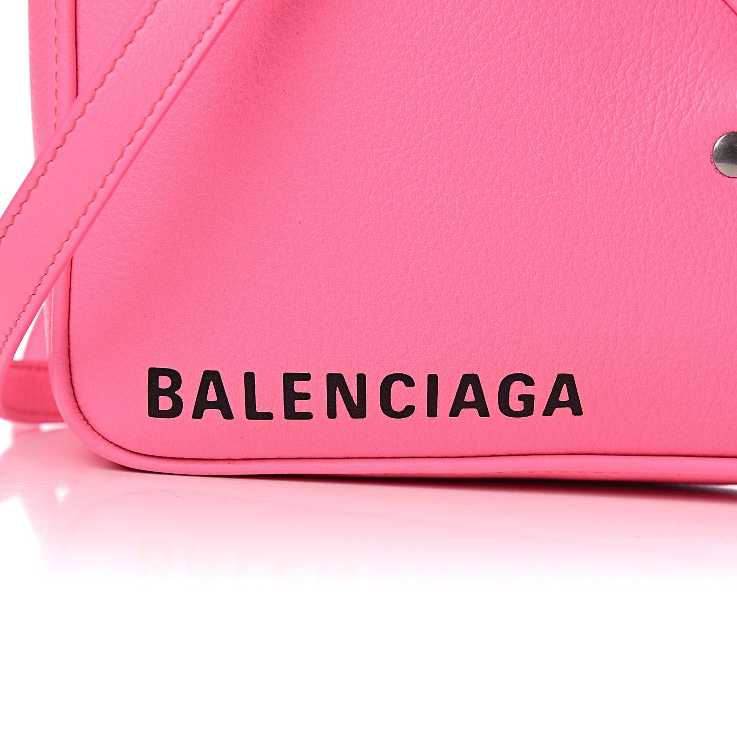 Balenciaga Shiny Day Calfskin XS Triangle Duffle Acid Pink Black 11 of 11