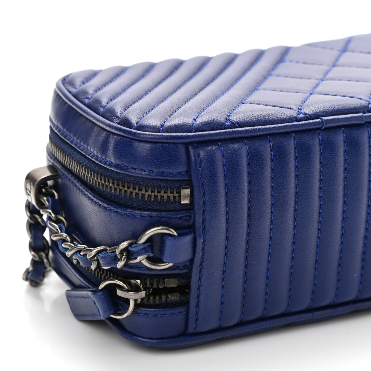 Lambskin Quilted Mini Coco Boy Camera Bag Blue