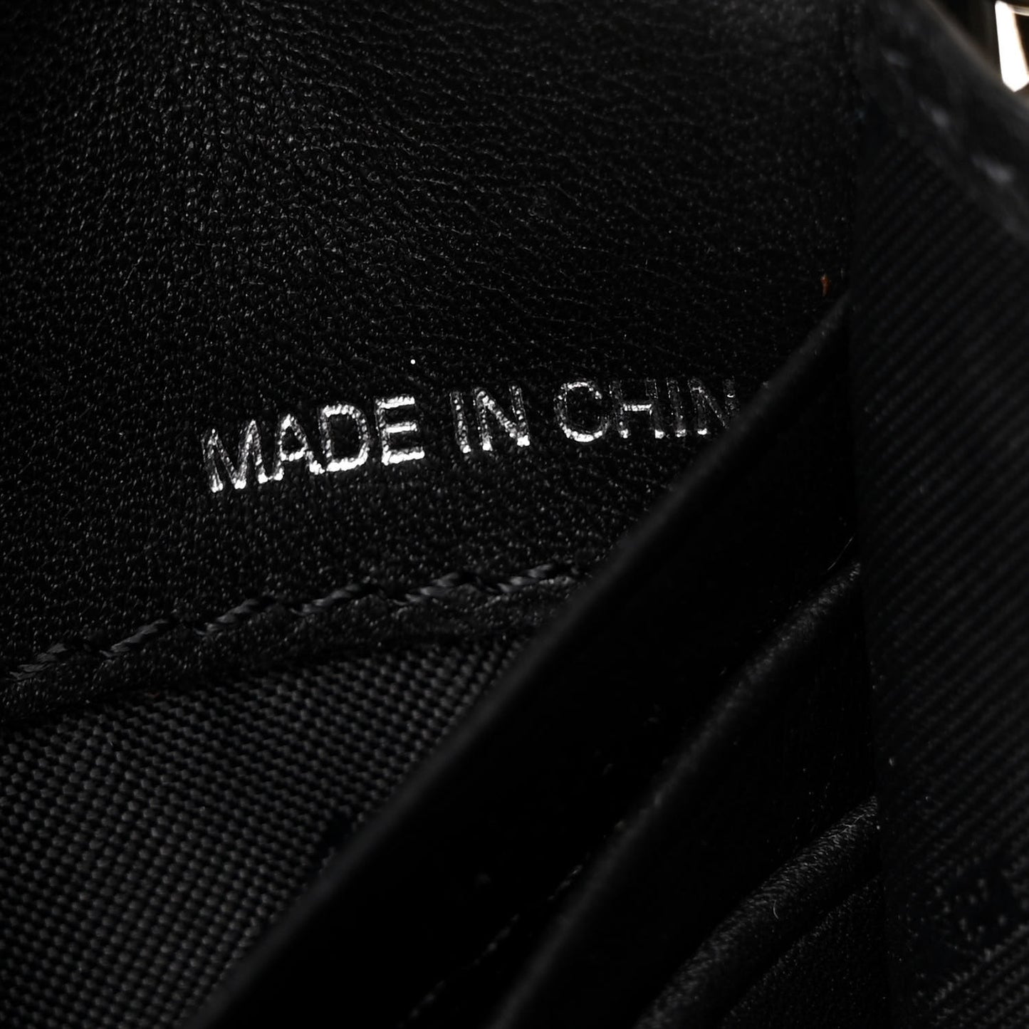 Patent Grainy Calfskin Henley Wallet On Chain Black