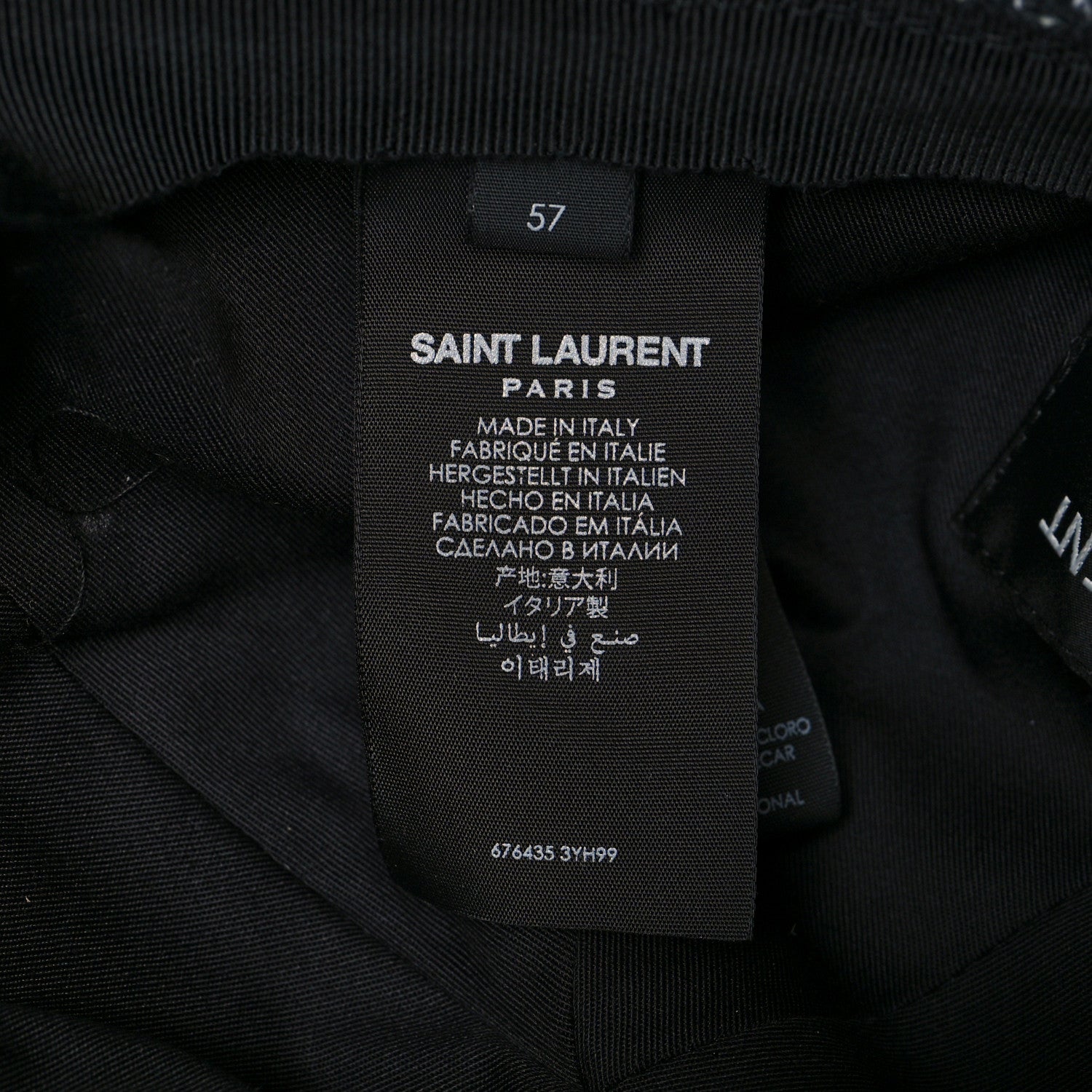 Saint Laurent Wool Tweed Embroidered Baseball Cap 57 Black 8 of 9