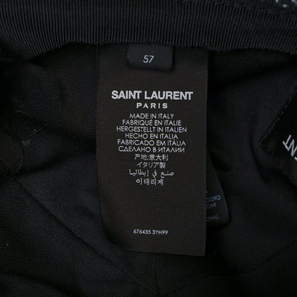 Saint Laurent Wool Tweed Embroidered Baseball Cap 57 Black 8 of 9