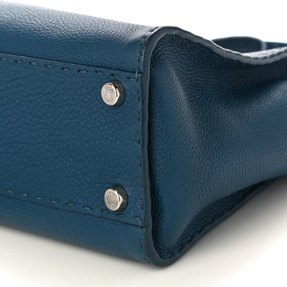 Fendi Cuoio Romano Selleria Bi-Color Medium Peekaboo Iconic Satchel Blue Latte 5 of 16