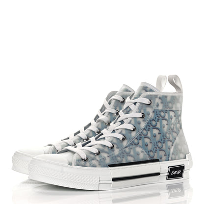 Christian Dior Technical Canvas Oblique Pixel Mens B23 High Top Sneakers 42 Beige Blue 3 of 8