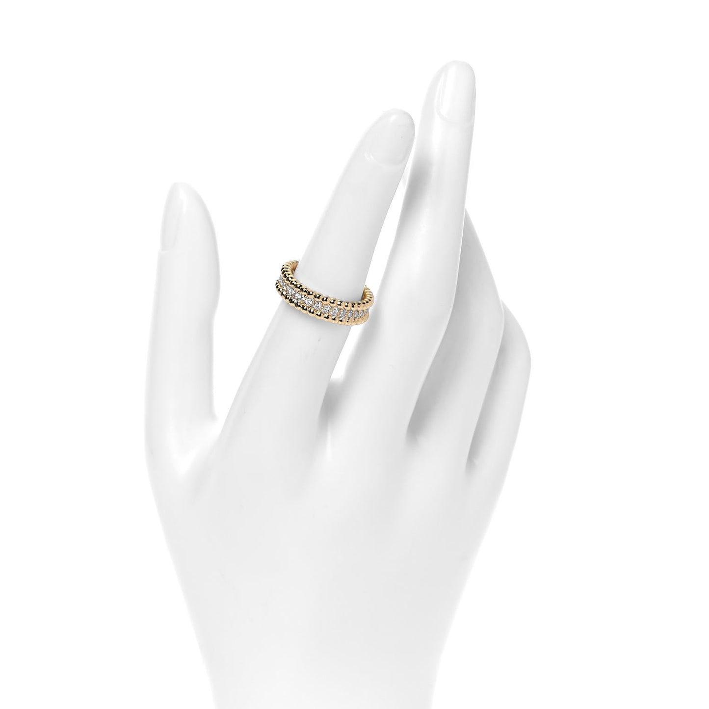 18K Yellow Gold Diamond Perlee 1 Row Ring 53 6.5
