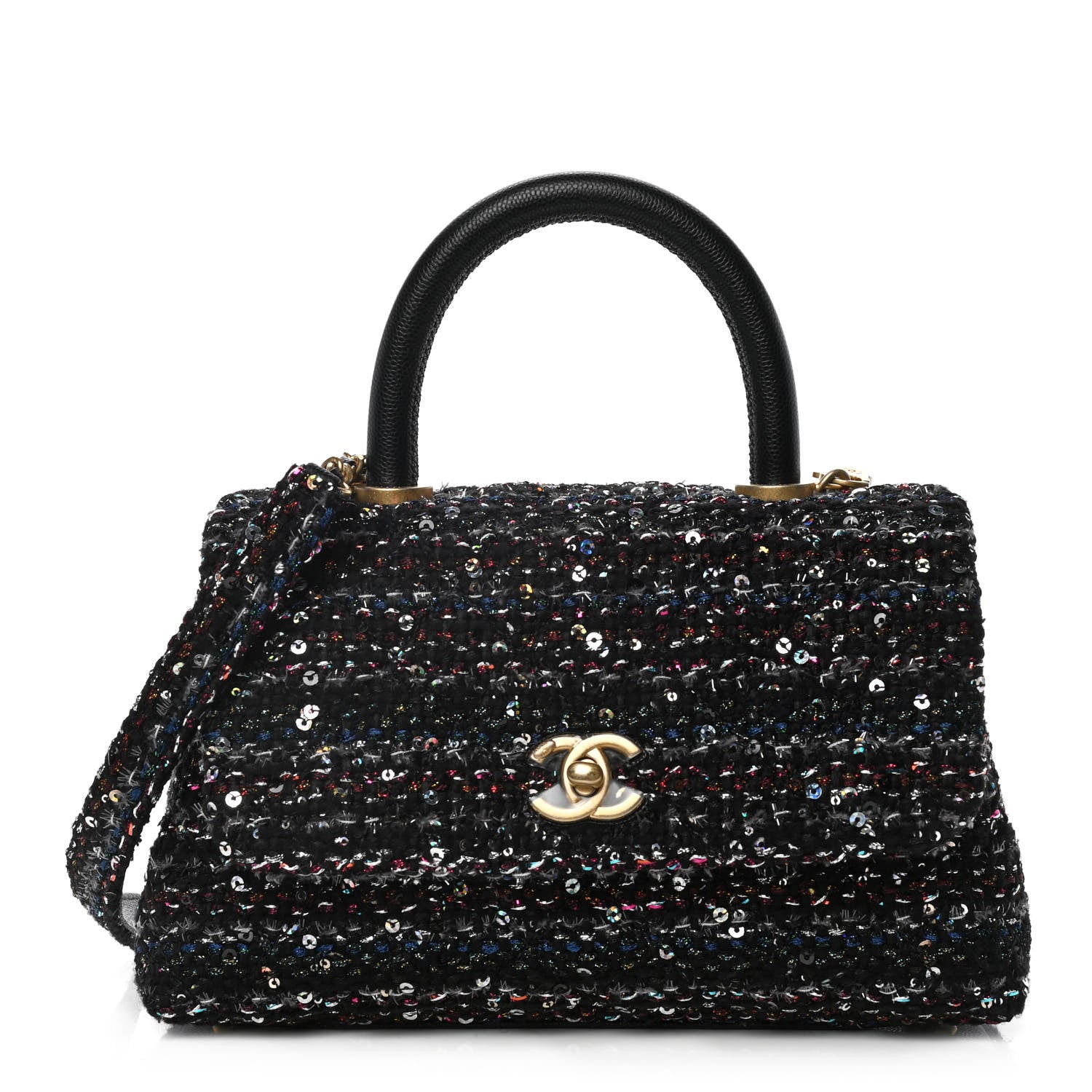 Chanel Tweed Sequin Mini Coco Handle Flap Black 1 of 12