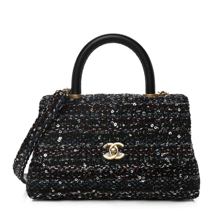 Chanel Tweed Sequin Mini Coco Handle Flap Black 1 of 12
