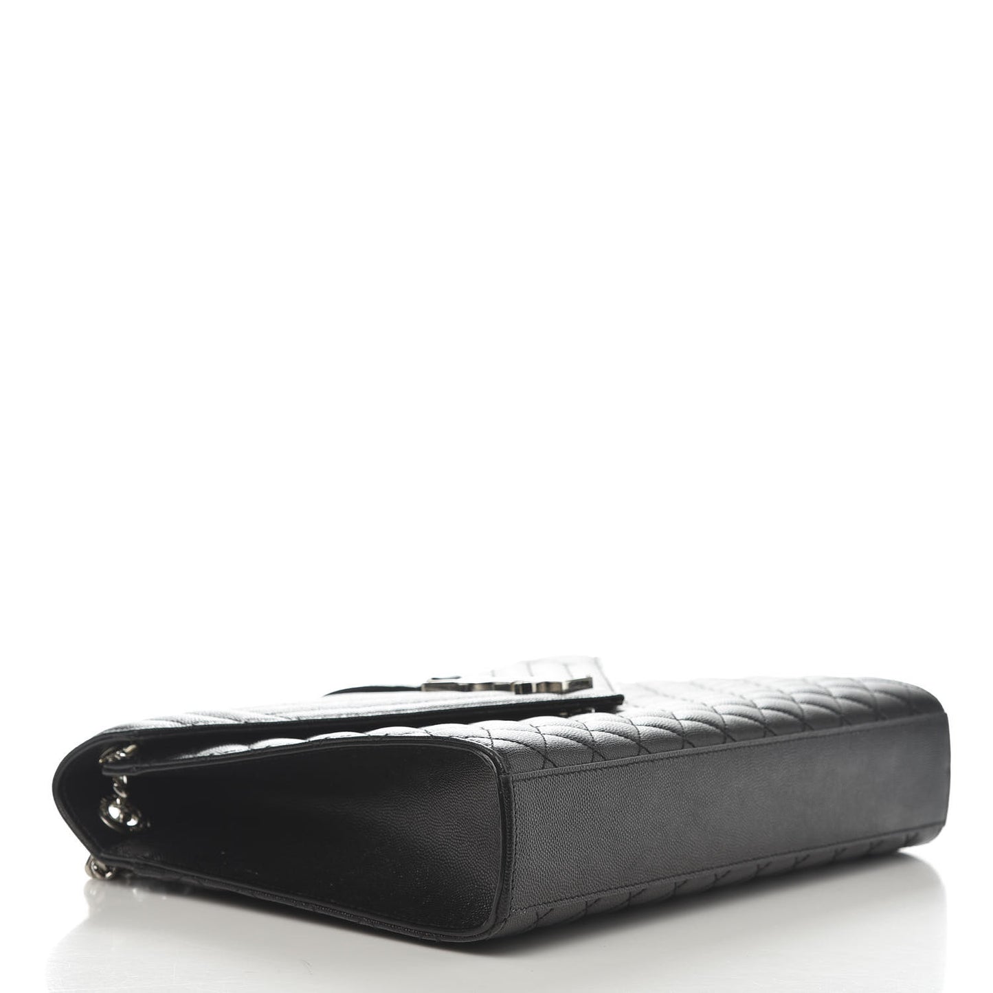 Grain De Poudre Textured Mixed Matelasse Large Triquilt Monogram Satchel Black
