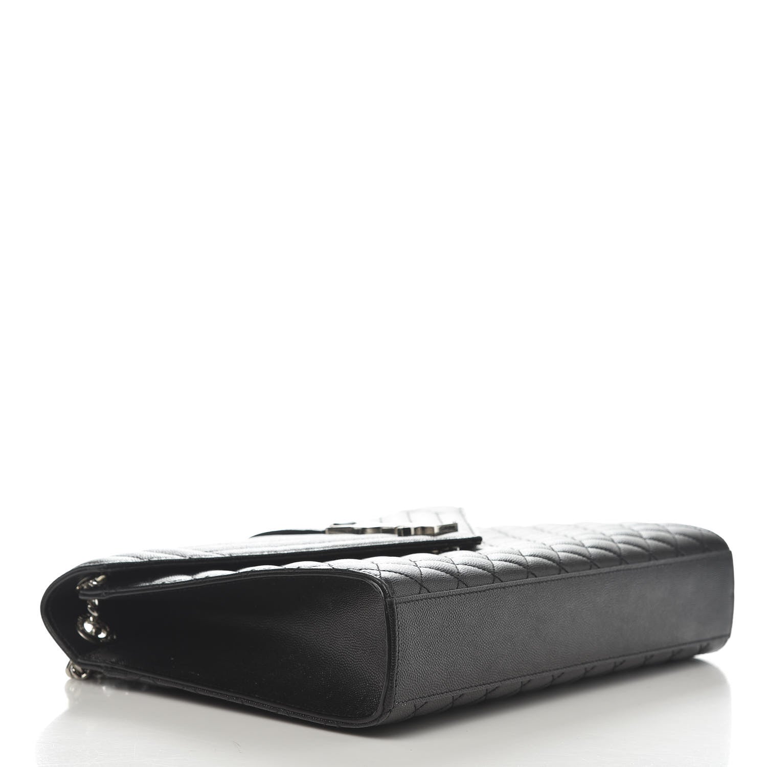 Saint Laurent Grain De Poudre Textured Mixed Matelasse Large Triquilt Monogram Satchel Black 4 of 10