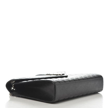 Saint Laurent Grain De Poudre Textured Mixed Matelasse Large Triquilt Monogram Satchel Black 4 of 10