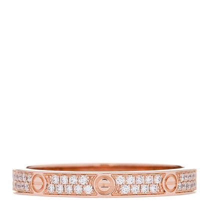 Cartier 18K Pink Gold Diamond 2.6mm LOVE Paved Band Ring 53 6.5 1 of 5