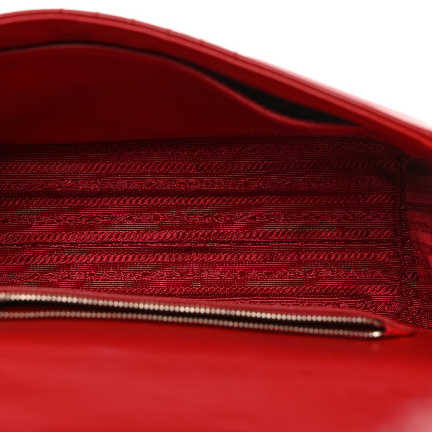 Prada Soft Calfskin Impunture Diagramme Flap Top Handle Bag Fuoco 5 of 11