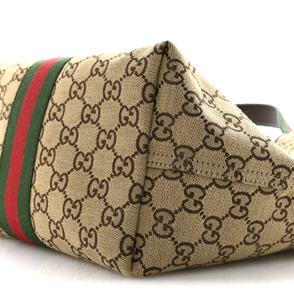 Gucci Monogram Web Small Giglio Tote Beige Dark Brown 10 of 11