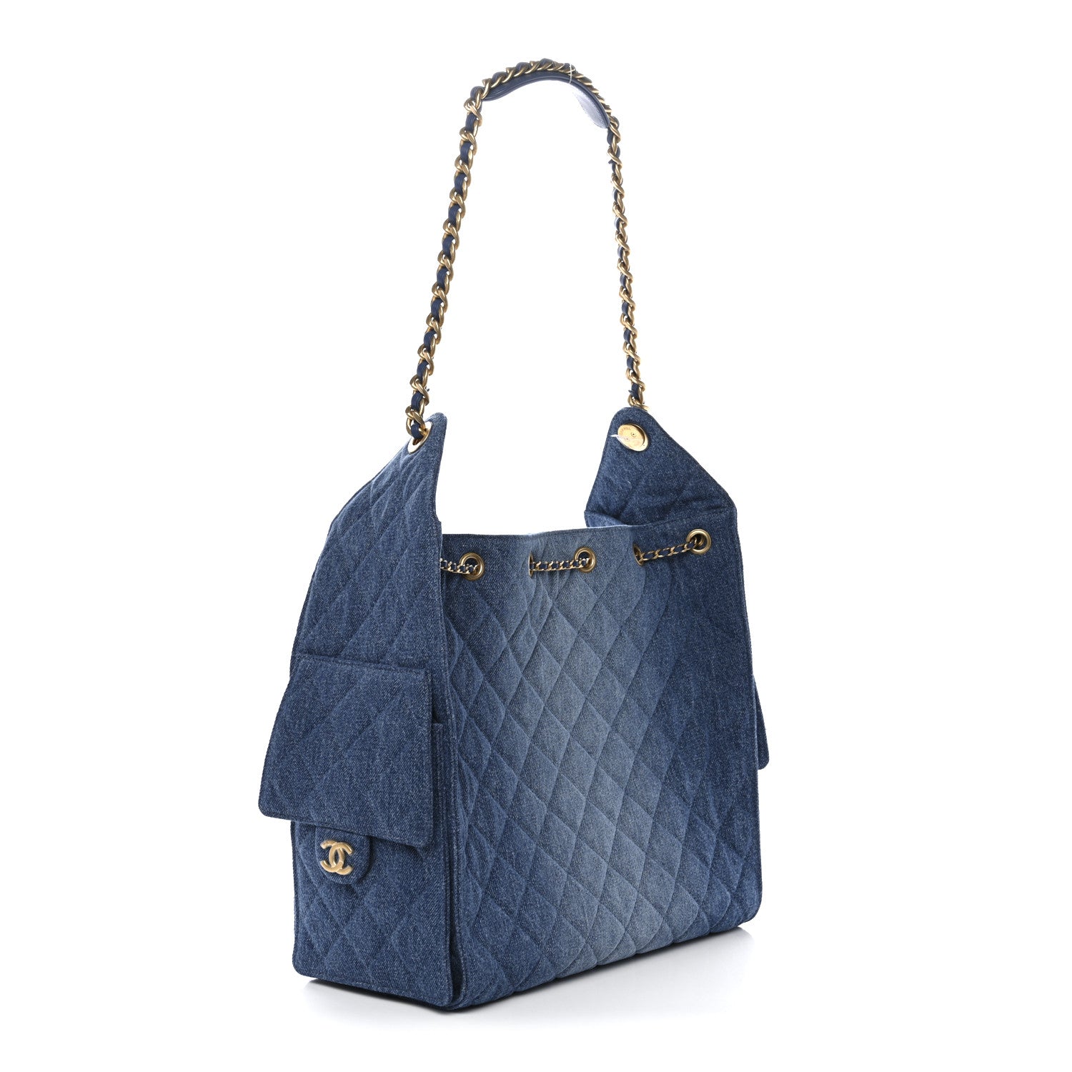 Chanel Washed Denim Quilted Medium Chanel 25 Handbag Blue 4 of 11