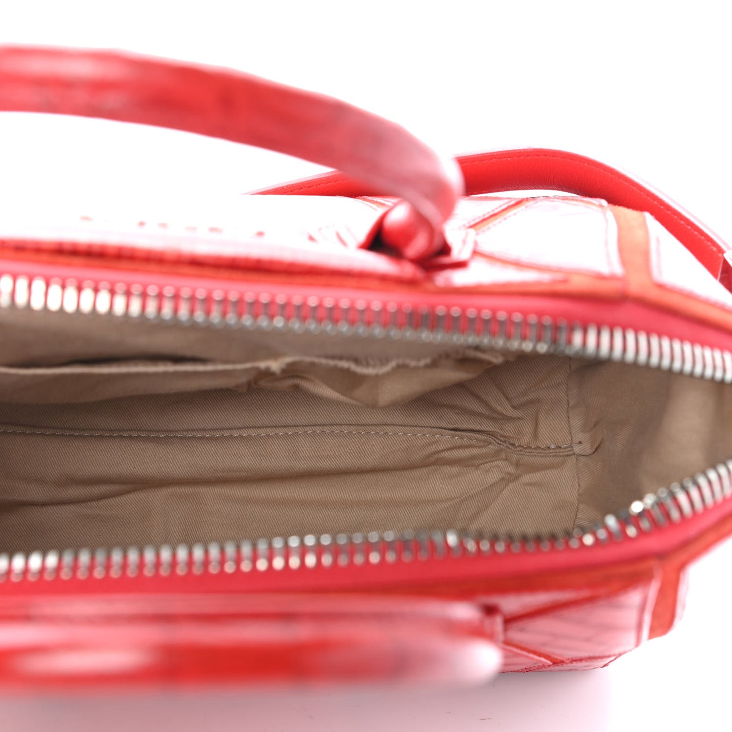 Calfskin Crocodile Embossed Small Antigona Red