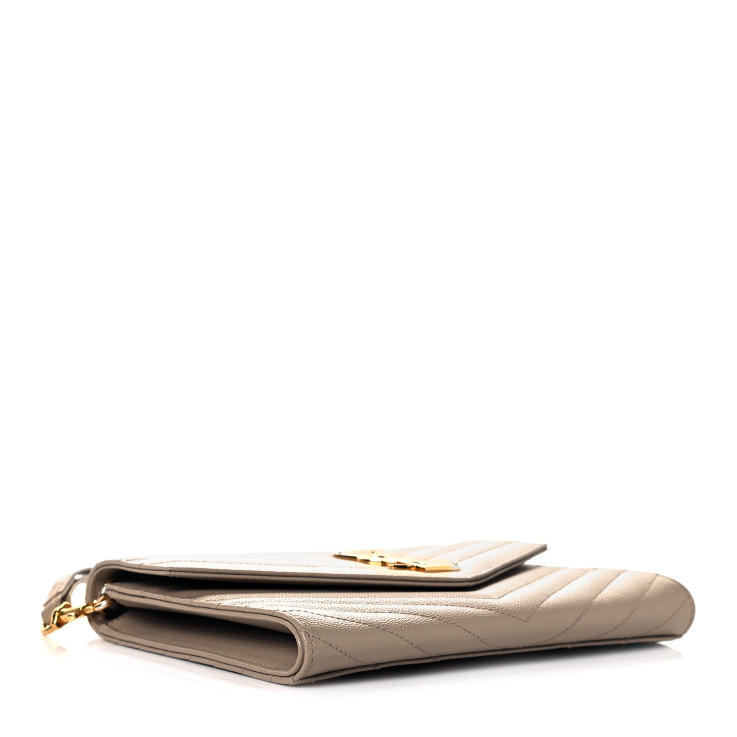 Grain De Poudre Matelasse Chevron Monogram Envelope Clutch Dark Beige