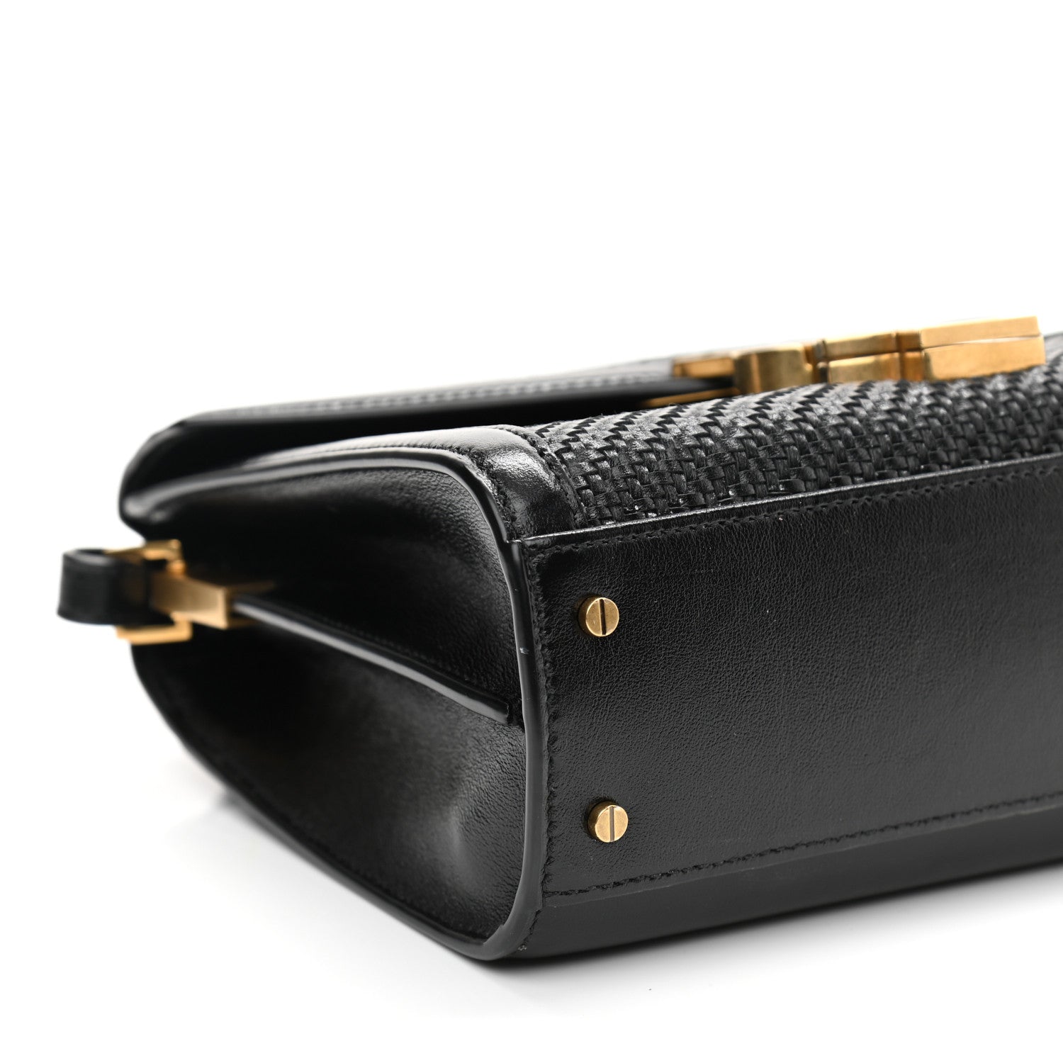 Saint Laurent Calfksin Woven Mini Classic Monogram Cassandra Top Handle Black 8 of 9