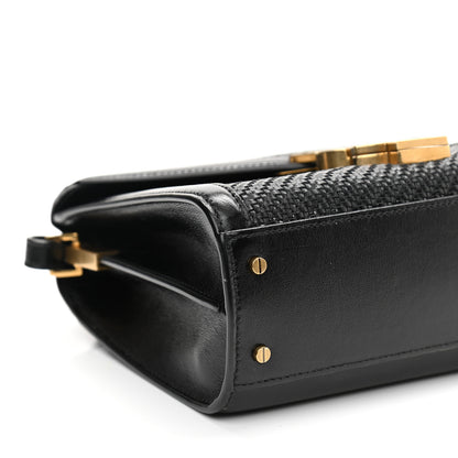 Saint Laurent Calfksin Woven Mini Classic Monogram Cassandra Top Handle Black 8 of 9