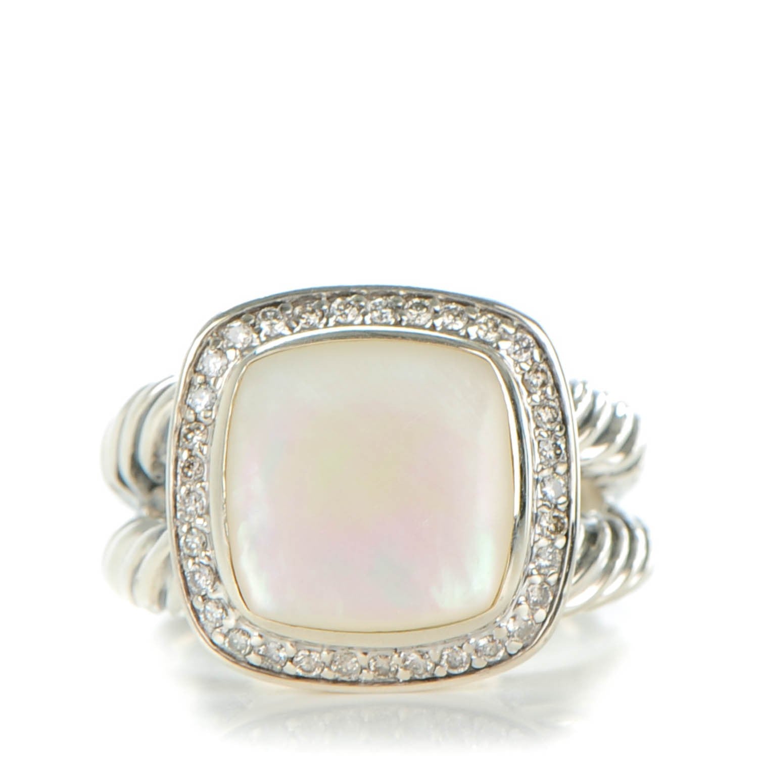 David Yurman Sterling Silver Diamond Moon Quartz 11mm Albion Ring 58 8.5 1 of 6