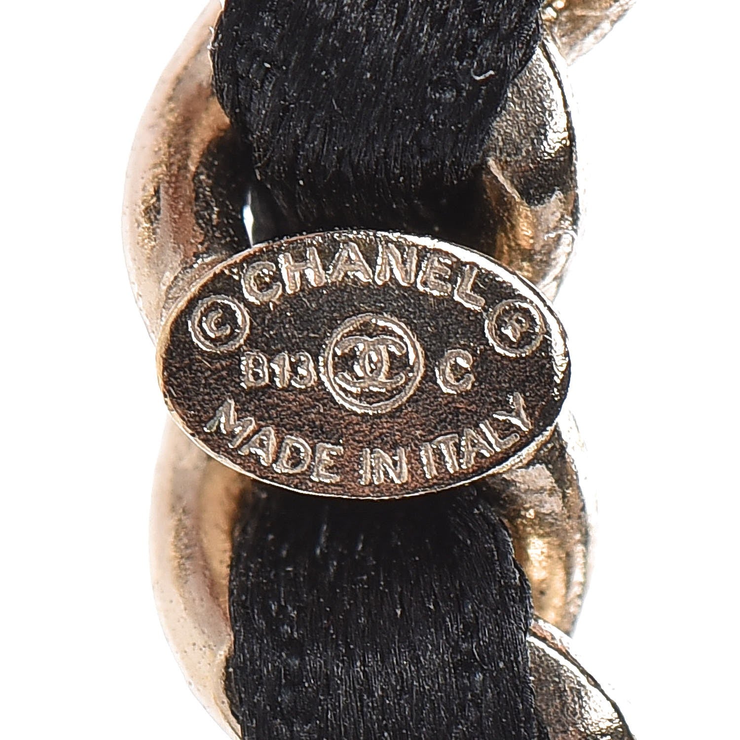 Chanel Satin CC Chain Earrings Light Gold Black 3 of 4