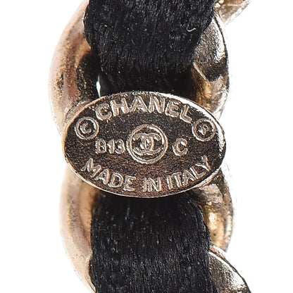 Chanel Satin CC Chain Earrings Light Gold Black 3 of 4