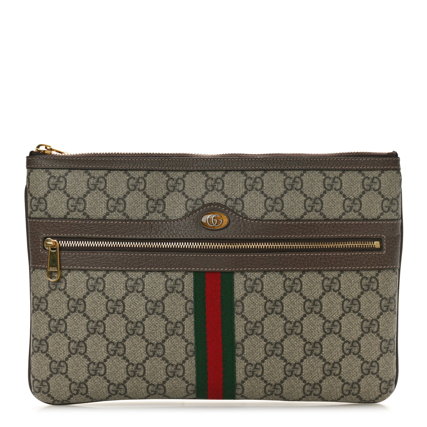 GG Supreme Monogram Large Ophidia Pouch Clutch Brown
