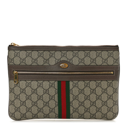 Gucci GG Supreme Monogram Large Ophidia Pouch Clutch Brown 1 of 8