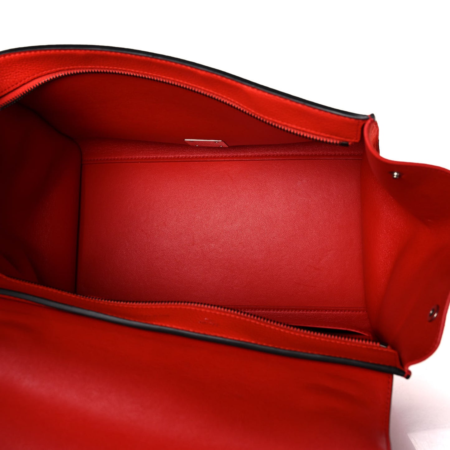 Drummed Calfskin Suede Medium Trapeze Vermillion