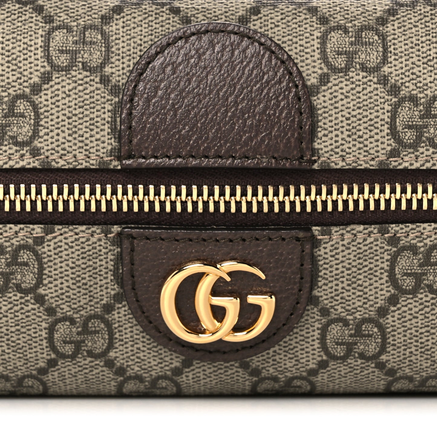 Soft GG Supreme Monogram Calfskin Medium Ophidia Cosmetic Case Beige Ebony New Acero