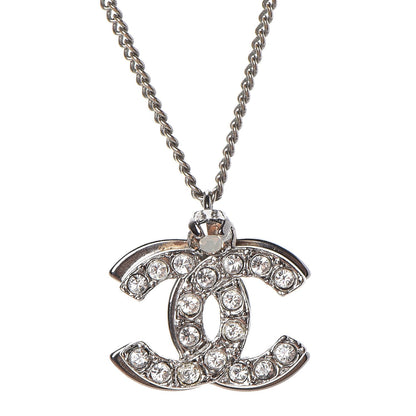Chanel Crystal CC Necklace Silver 4 of 7