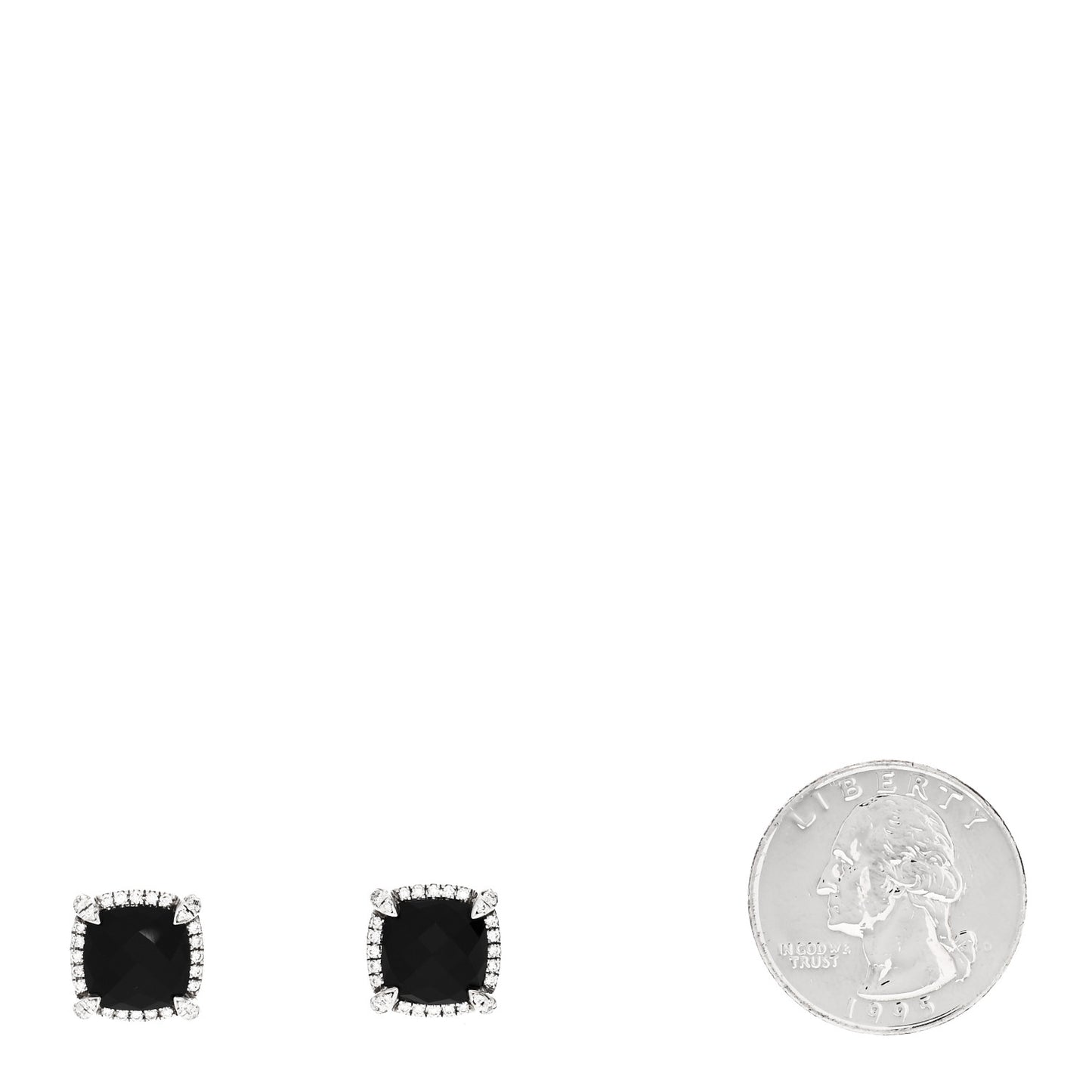 Sterling Silver Diamond Black Onyx 9mm Chatelaine Bezel Earrings