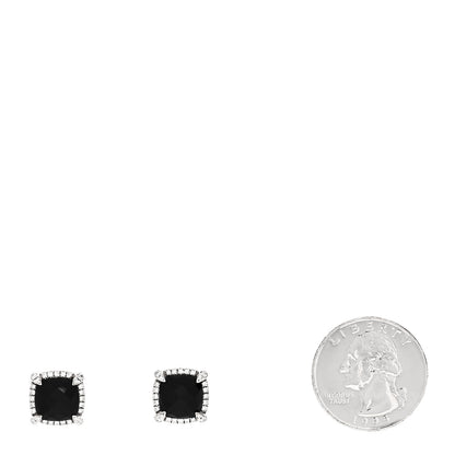 David Yurman Sterling Silver Diamond Black Onyx 9mm Chatelaine Bezel Earrings 2 of 4