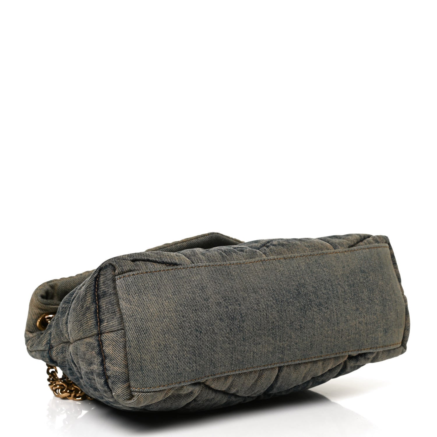 Saint Laurent Denim Quilted Small Loulou Puffer Monogram Chain Satchel Rodeo Blue 3 of 9