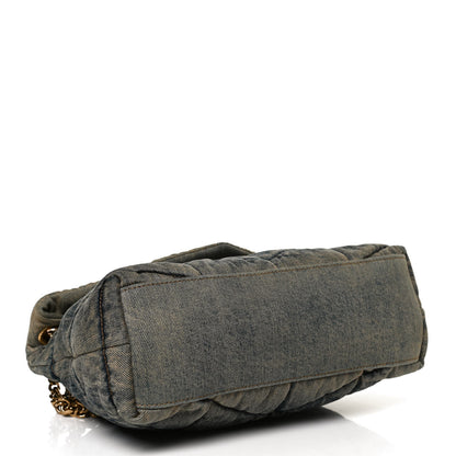 Saint Laurent Denim Quilted Small Loulou Puffer Monogram Chain Satchel Rodeo Blue 3 of 9