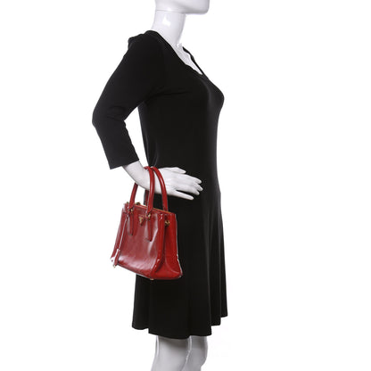 Prada Saffiano Vernice Small Galleria Double Zip Rosso 2 of 10