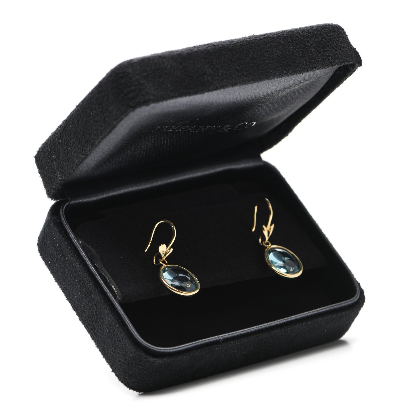 18K Yellow Gold Blue Topaz Paloma Picasso Olive Leaf Drop Earrings