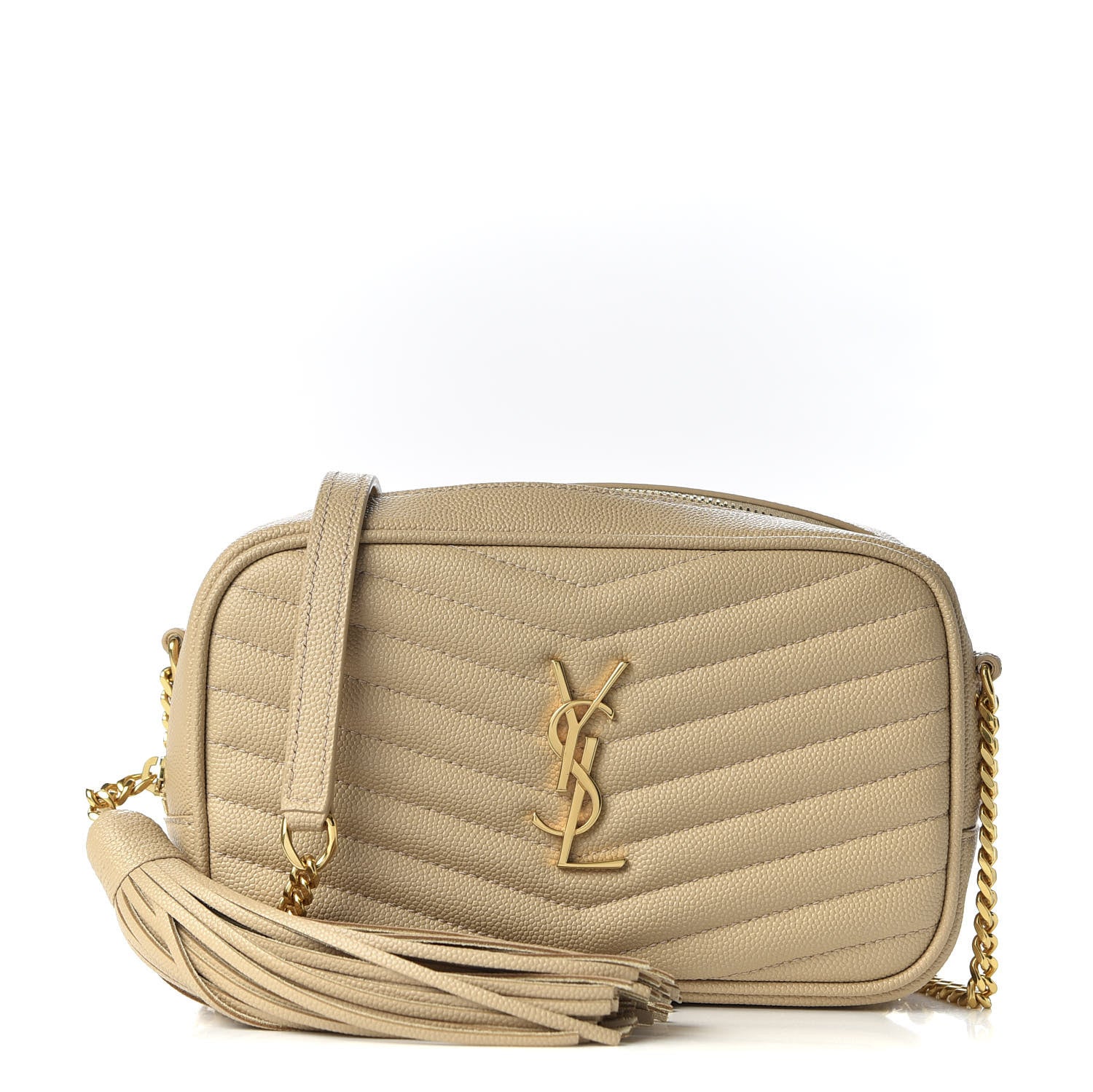 Saint Laurent Grain De Poudre Matelasse Monogram Mini Lou Camera Bag Dark Latte 1 of 10