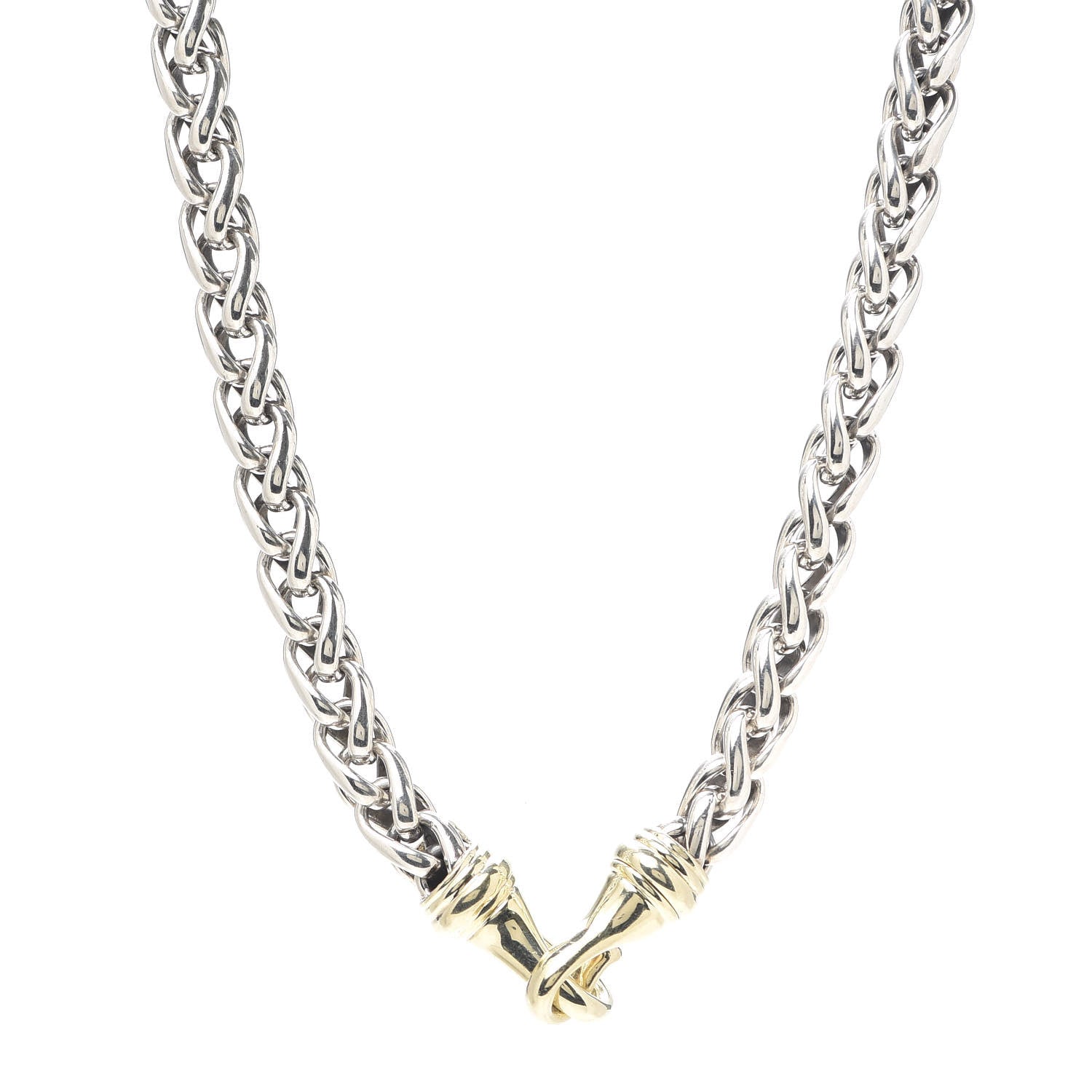 David Yurman Sterling Silver 14K Yellow Gold 8mm Wheat Chain Necklace 1 of 4